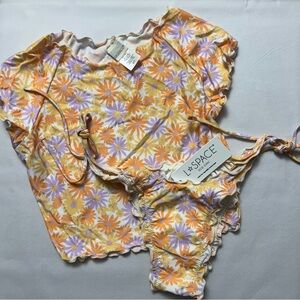 LSPACE Bikini Set Floral Swim Tee Roger Bottom